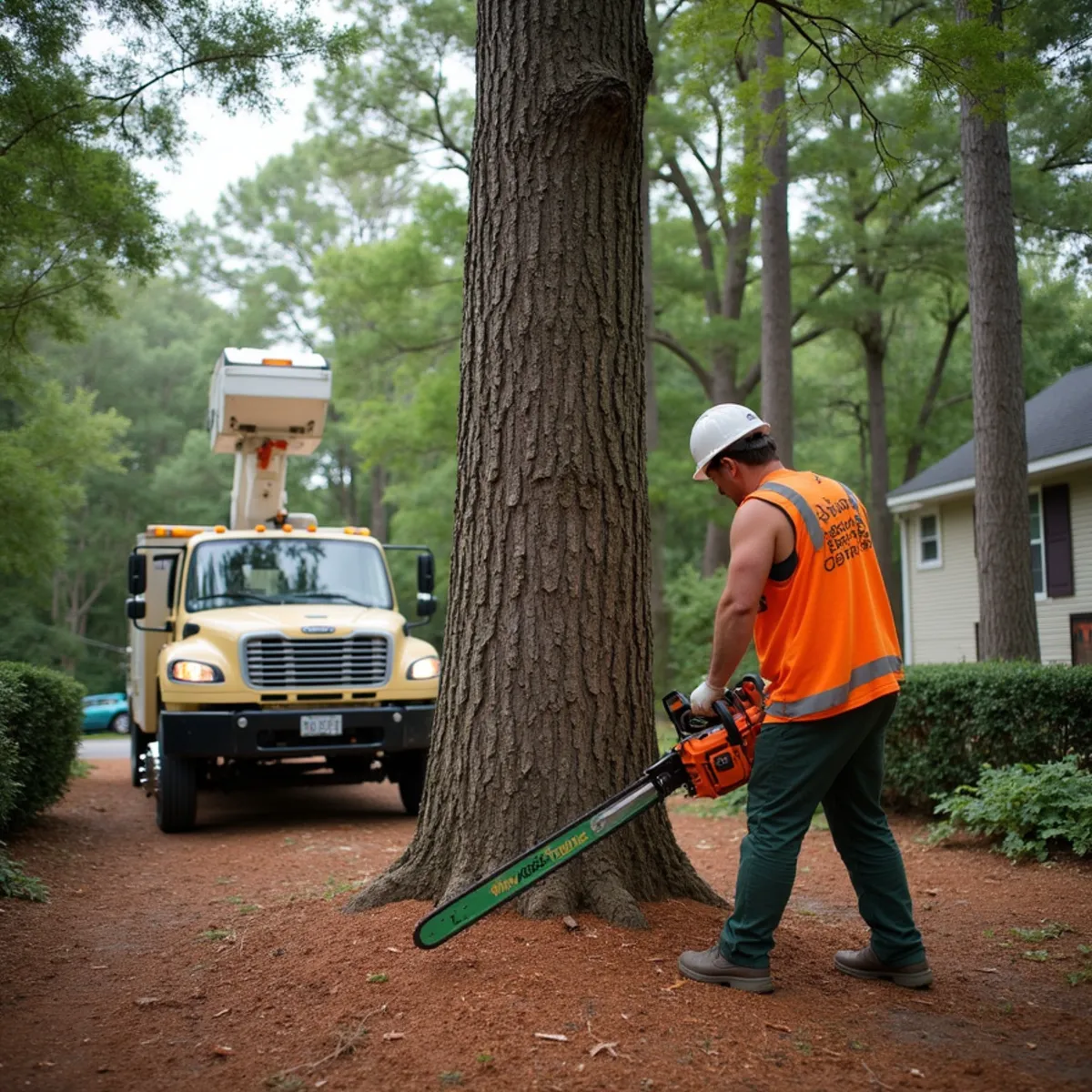 Arborist measuring the diameter of a hardwood trunk for a City of Atlanta tree removal permit