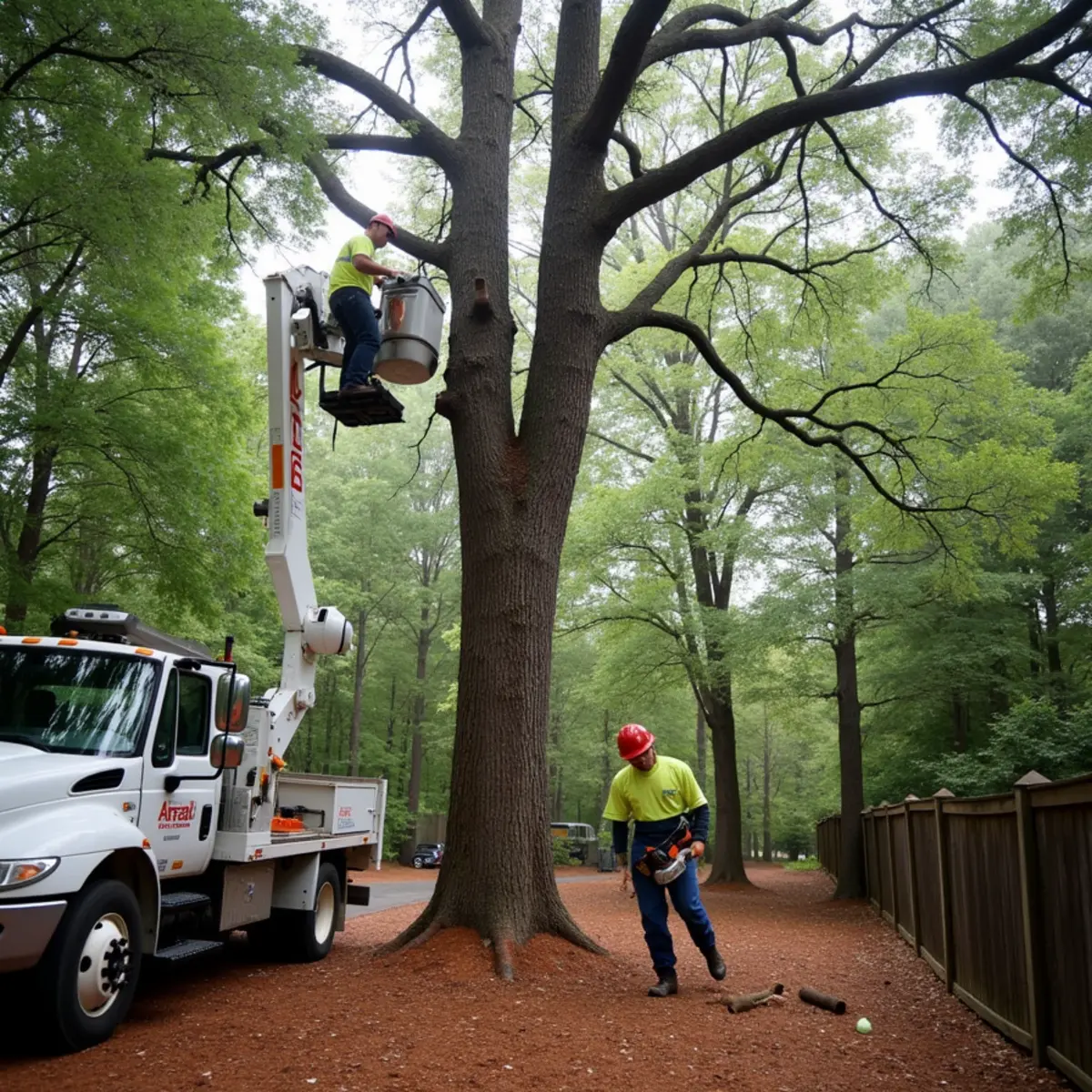 Dead ash tree with bare brittle branches killed by emerald ash borer in Duluth, Georgia