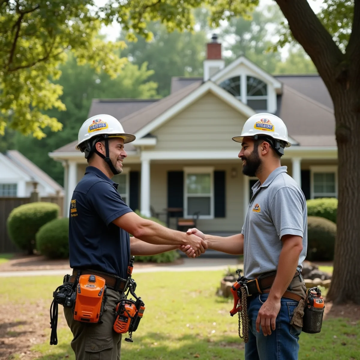 Happy Atlanta homeowner after professional tree service, Georgia