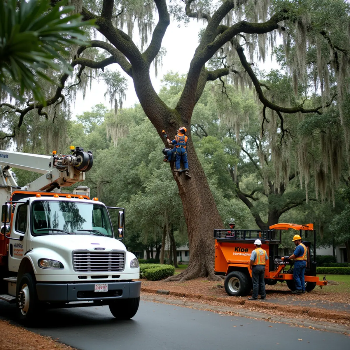 Certified tree service crew working in Savannah, GA